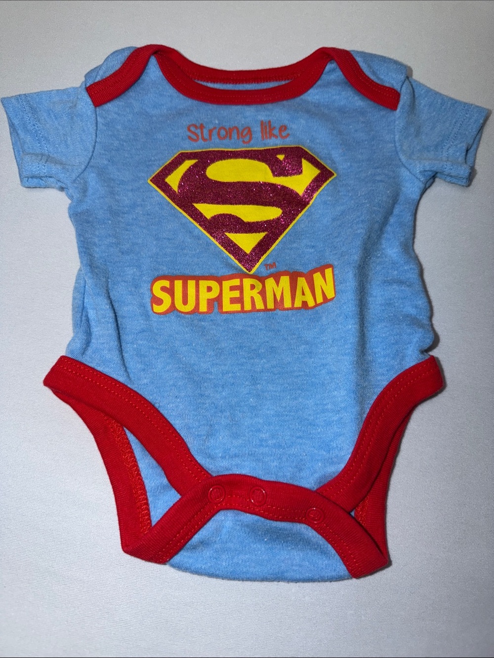 Superman Infant One-Piece Bodysuit in Light Blue and Red